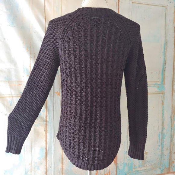 Calvin Klein long sleeve crew neck scoop side thick woven texture sweater/M/blk - Picture 6 of 9